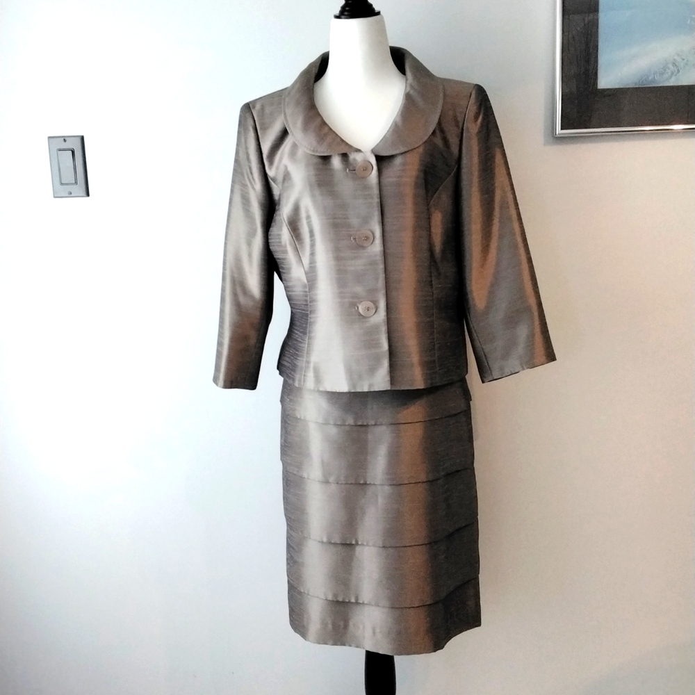 Kasper Dressy Taupe Skirt Set/Suit, size 12P